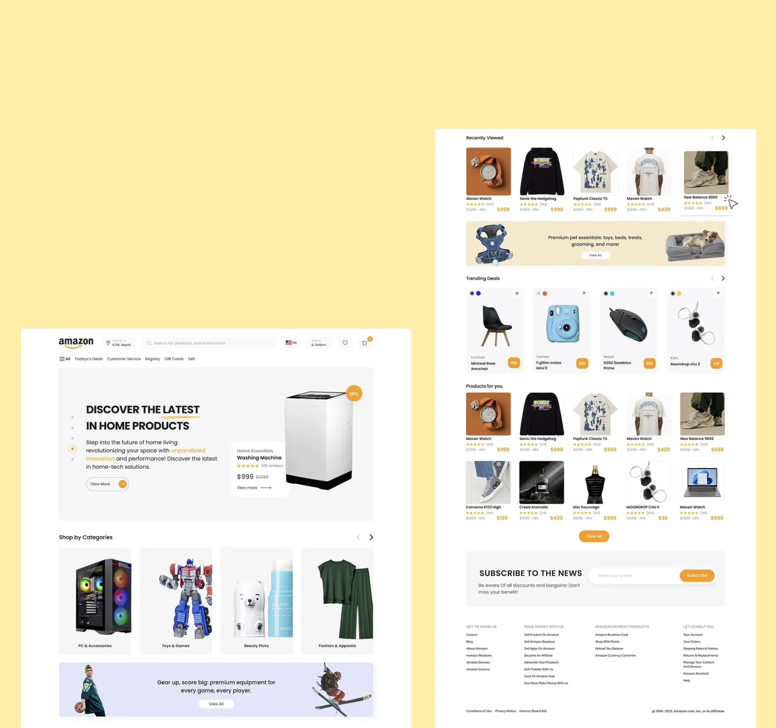 An Amazon home page redesign