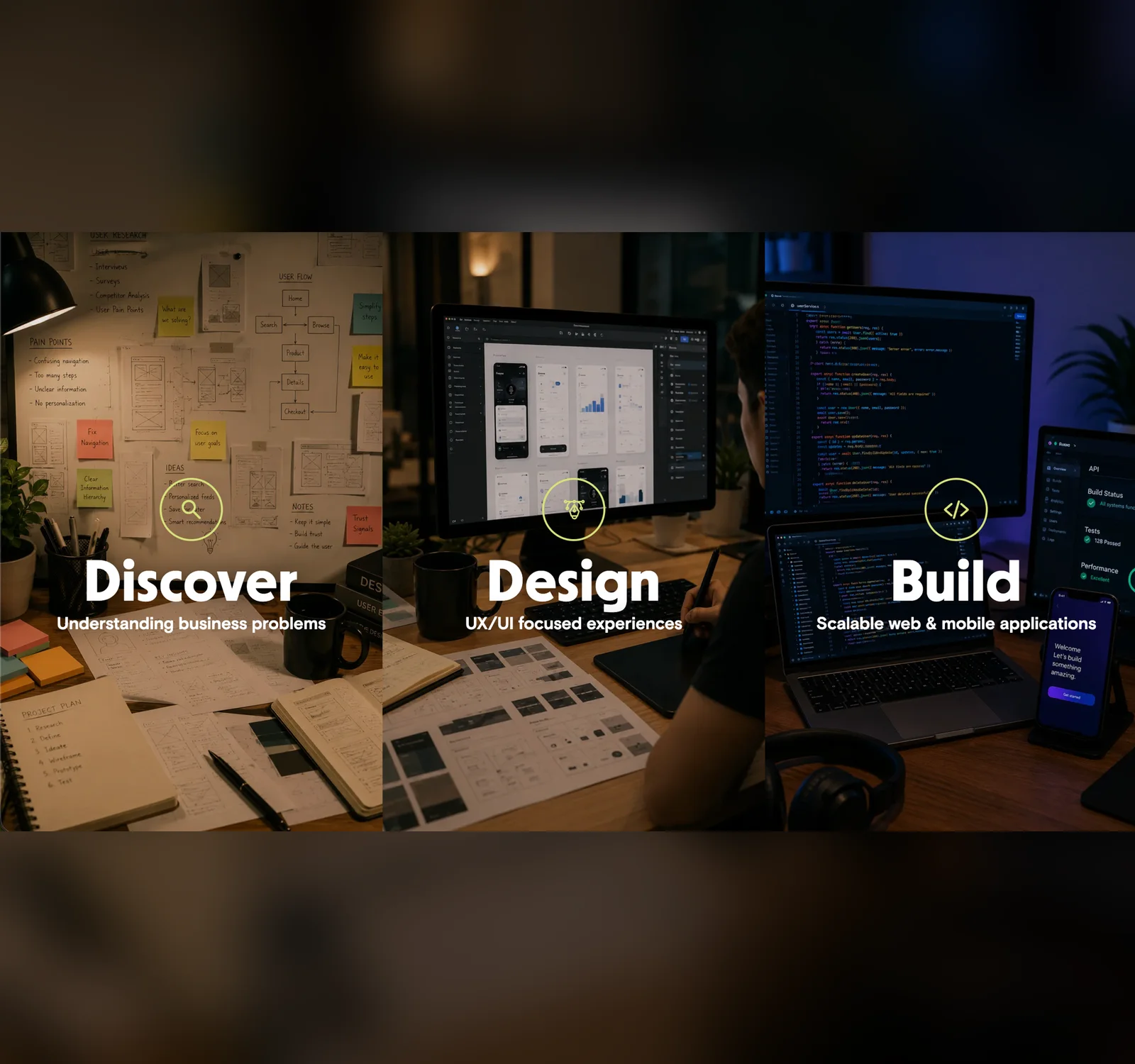 Discover, Design and Build — the three stages of how I work