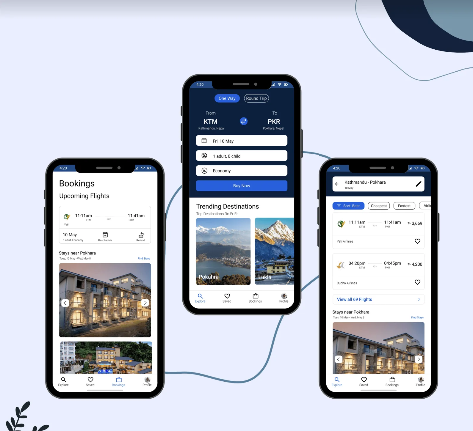 Flight booking app for Kathmandu to Pokhara routes