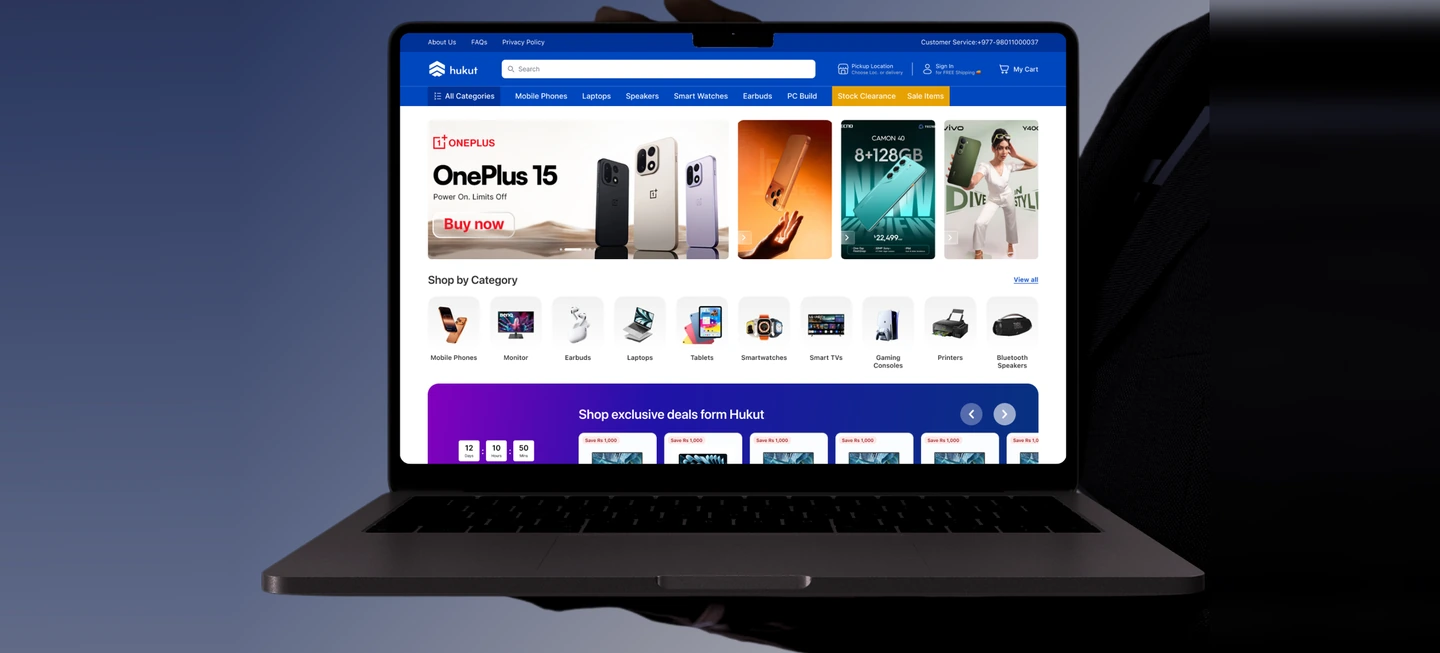 Hukut case study — rebuilding Nepal's gadget storefront.