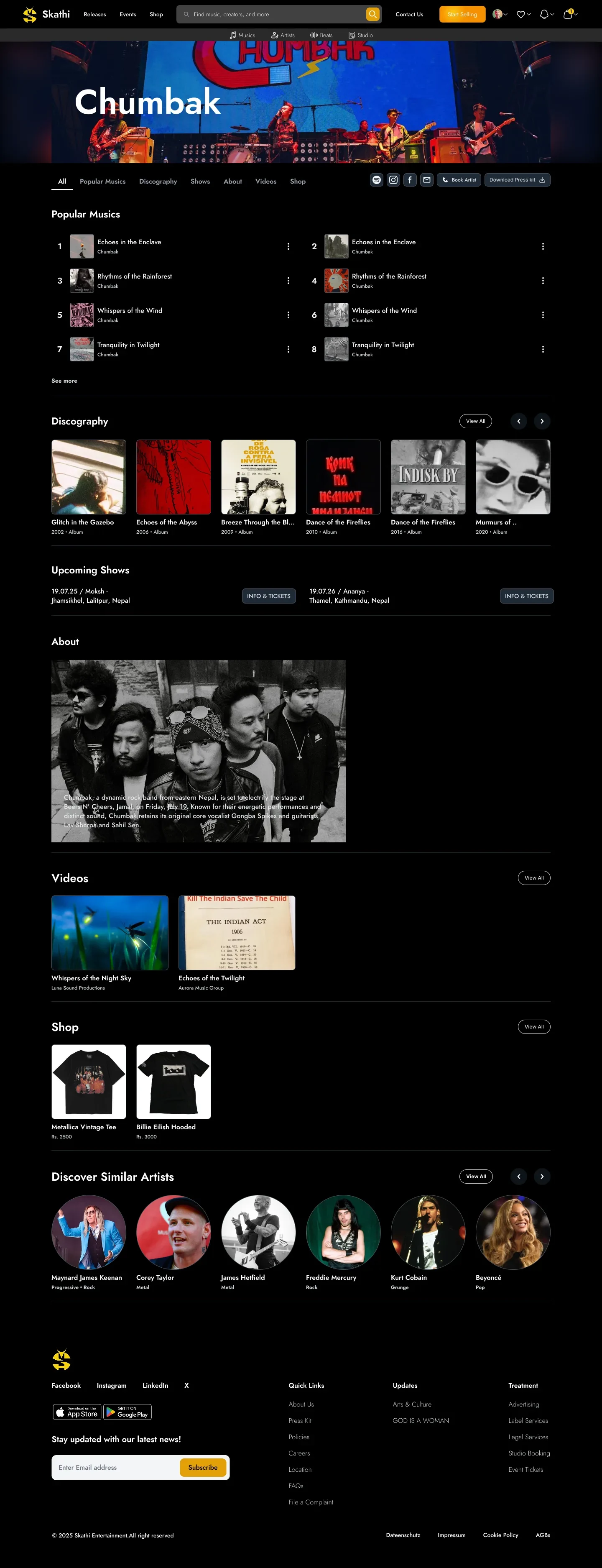 A complete Skathi artist profile, top to bottom